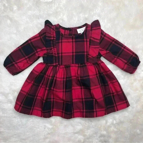 The  Children’s Place Dress Red & Black Plaid New With Tags 3-6 Months - Picture 1 of 16